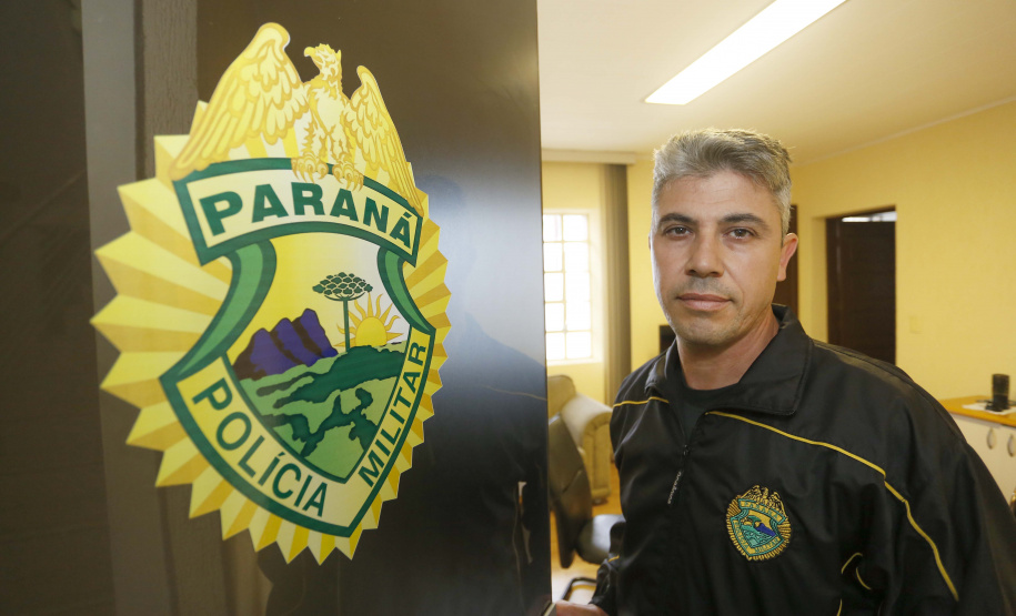Sargento Maurício Fogaça, tese de mestrado sobre drogas.Curitiba, 31-05-19.Foto: Arnaldo Alves / ANPr.