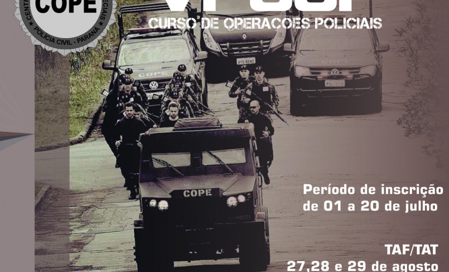 PCPR abre inscrições para o 6º curso de operações policiais