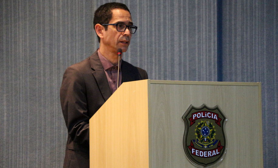 Foz do Iguaçú, 25 de julho de 2019. Simpósio de Operações Policiais Militares de Fronteira. Foto: Coronel Rômulo Marinho Soares, Secretário de Segurança, dando início aos trabalhos do Simpósio.