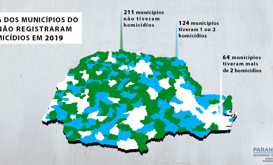 Mapa de homicídios no Paraná em 2019