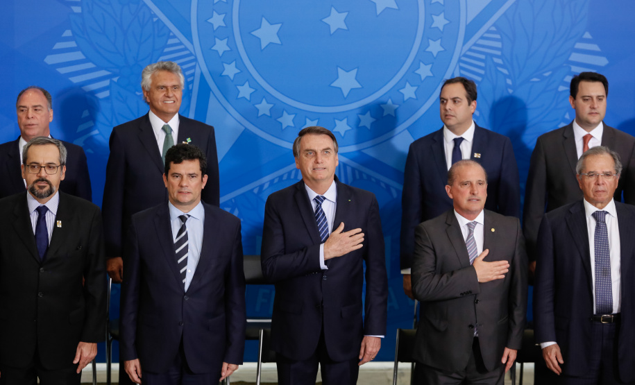 (Brasília - DF, 29/08/2019) Execução do Hino Nacional Brasileiro.Foto: Carolina Antunes/PR