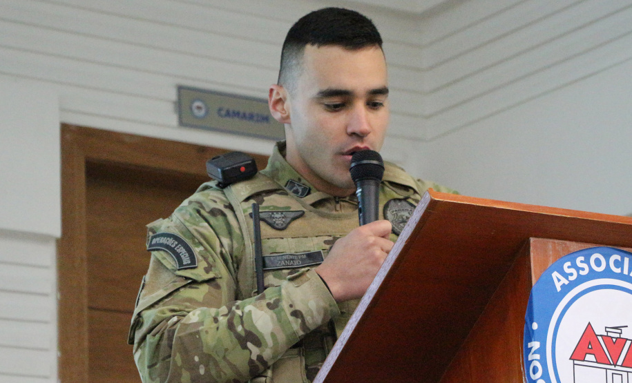 Curitiba, 23 de setembro de 2019. Aula inaugural Curso de Operações taticas Verticais. Foto: discurso de abertura da aula inicial 1º Ten Zanato.