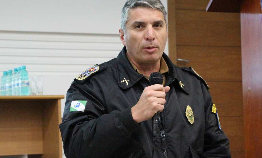 Curitiba, 23 de setembro de 2019. Aula inaugural Curso de Operações taticas Verticais. Foto: discurso do Comandante Geral Pericles de Matos.