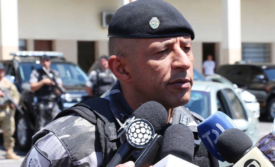 Curitiba, 01 de Outubro de 2019.  Coletiva de Imprensa - Roubo a Banco no Tatuquara Foto: entrevista Ten Cel Barroso.